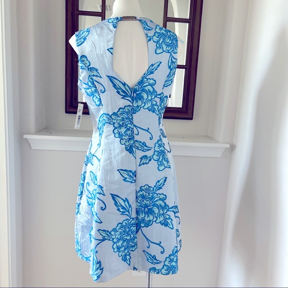 Nanette Lepore Jacquard Dress Floral Fit & Flare Blue Size 8 NWT $159.00 - Picture 7 of 15